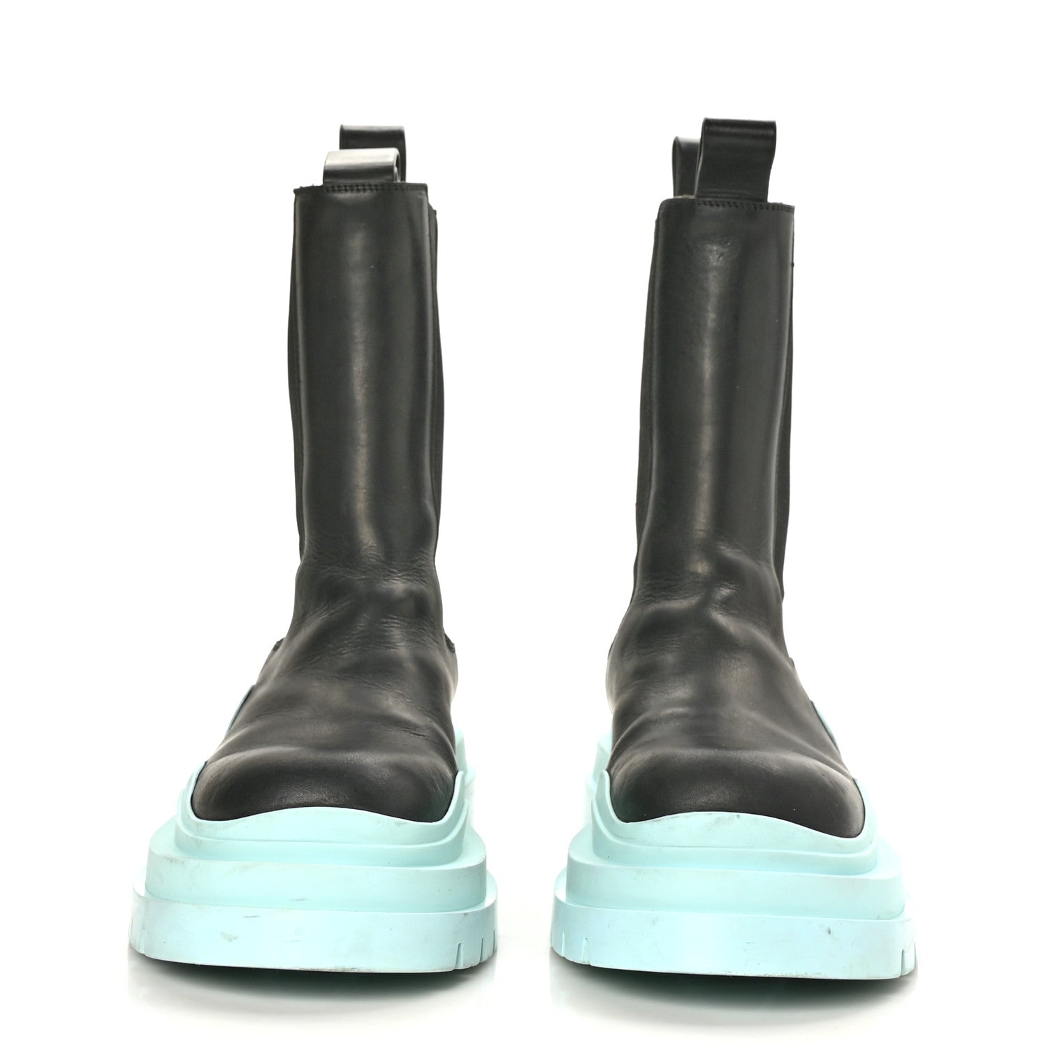 Bottega Veneta Calfskin The Tire Chelsea Boots 41 Black Pale Blue 2 of 9