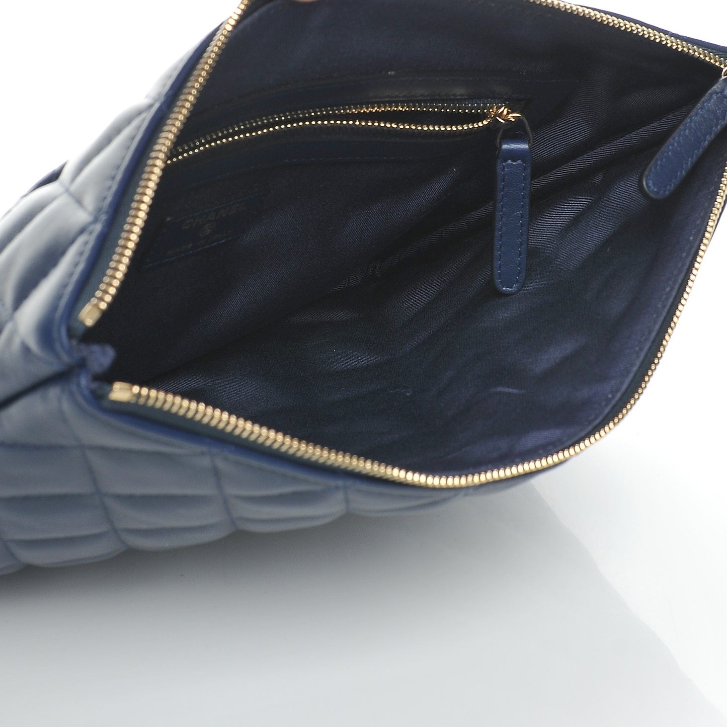 Lambskin Quilted Medium Cosmetic Case Navy
