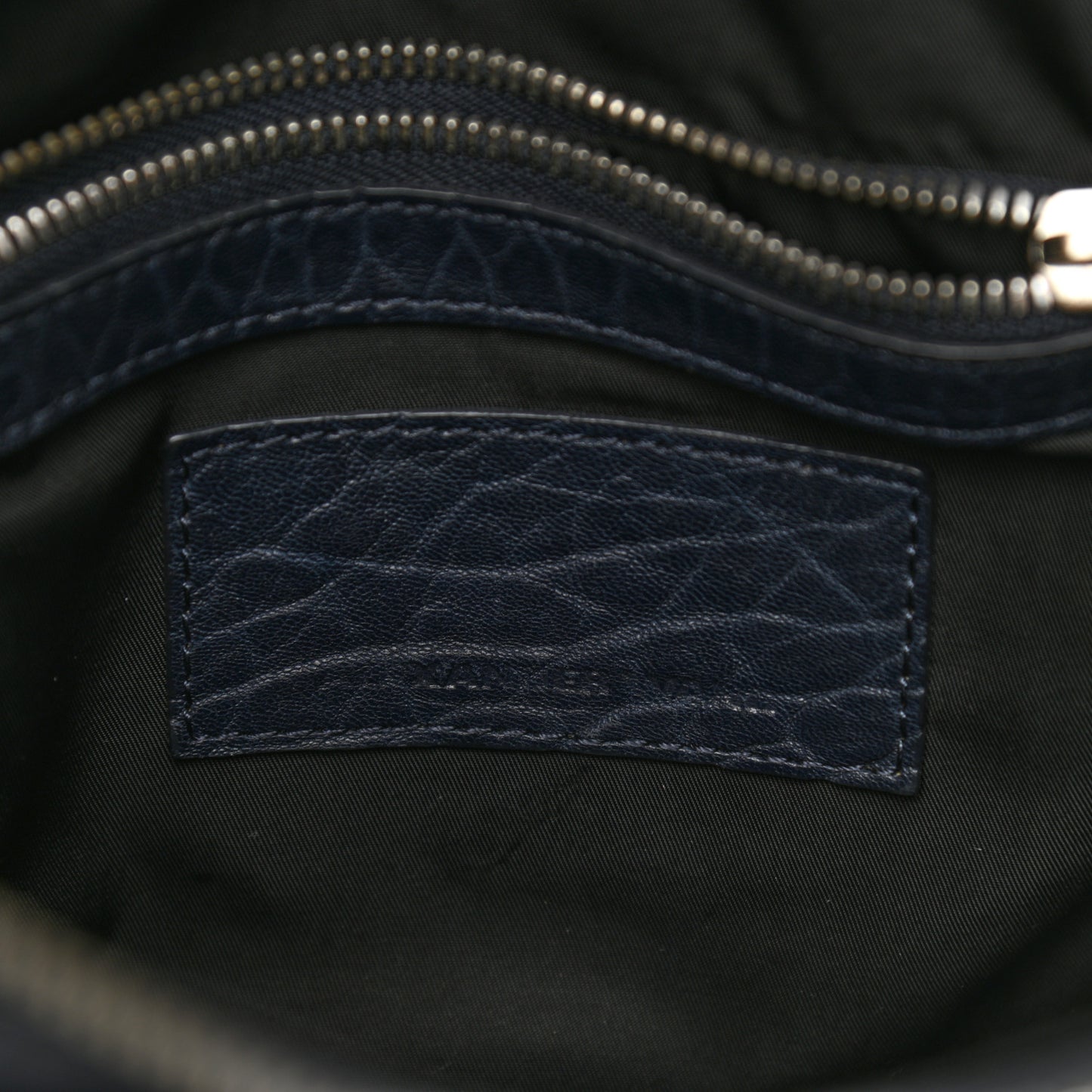 Pebbled Lambskin Rockie Navy Rhodium Hardware