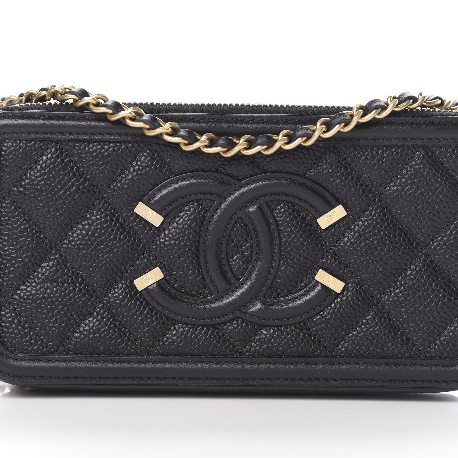 Chanel Caviar Quilted CC Filigree Clutch With Chain Black 11 of 16