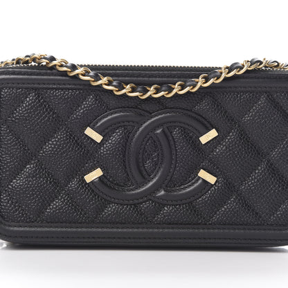 Chanel Caviar Quilted CC Filigree Clutch With Chain Black 11 of 16