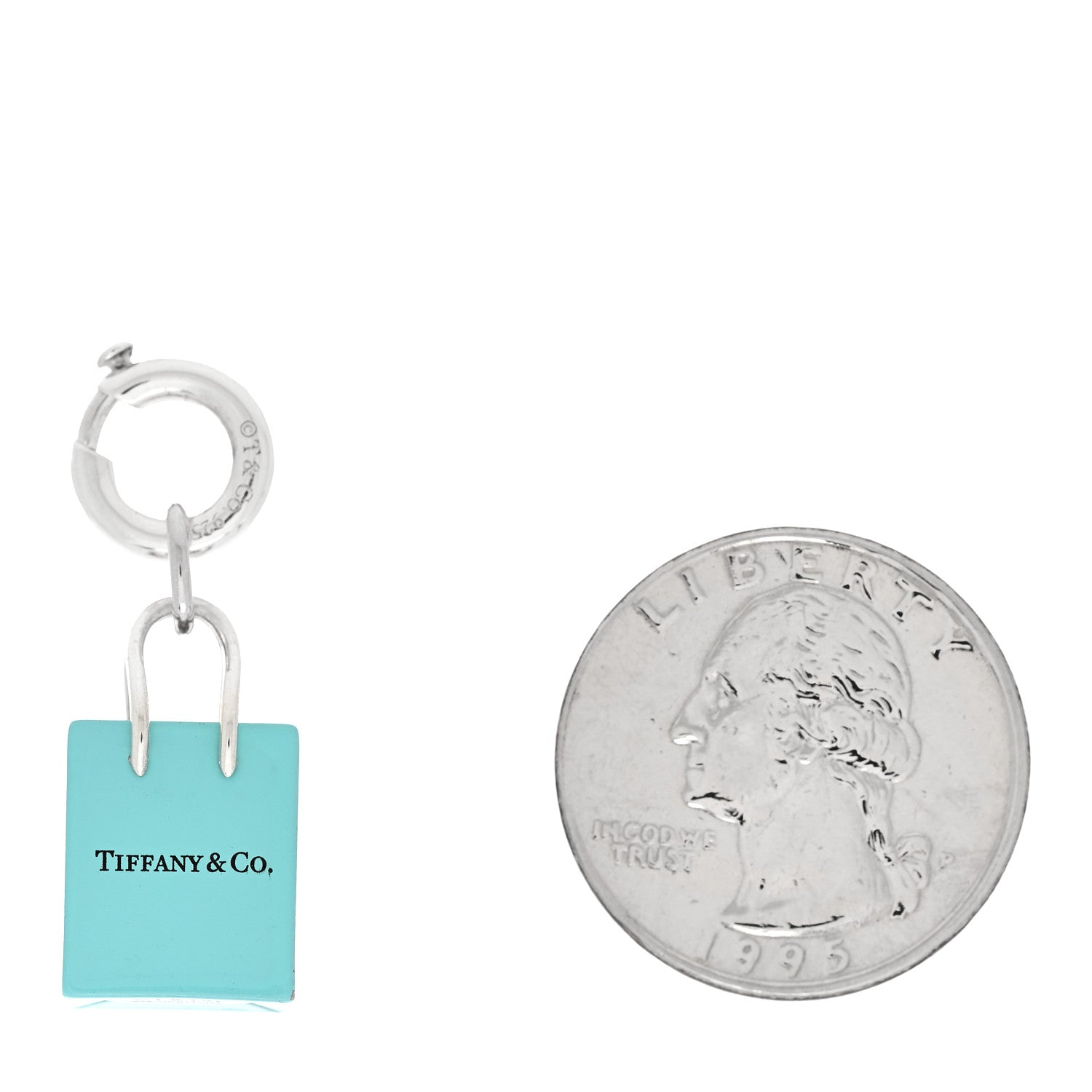 Tiffany Sterling Silver Enamel Shopping Bag Charm Pendant 2 of 4