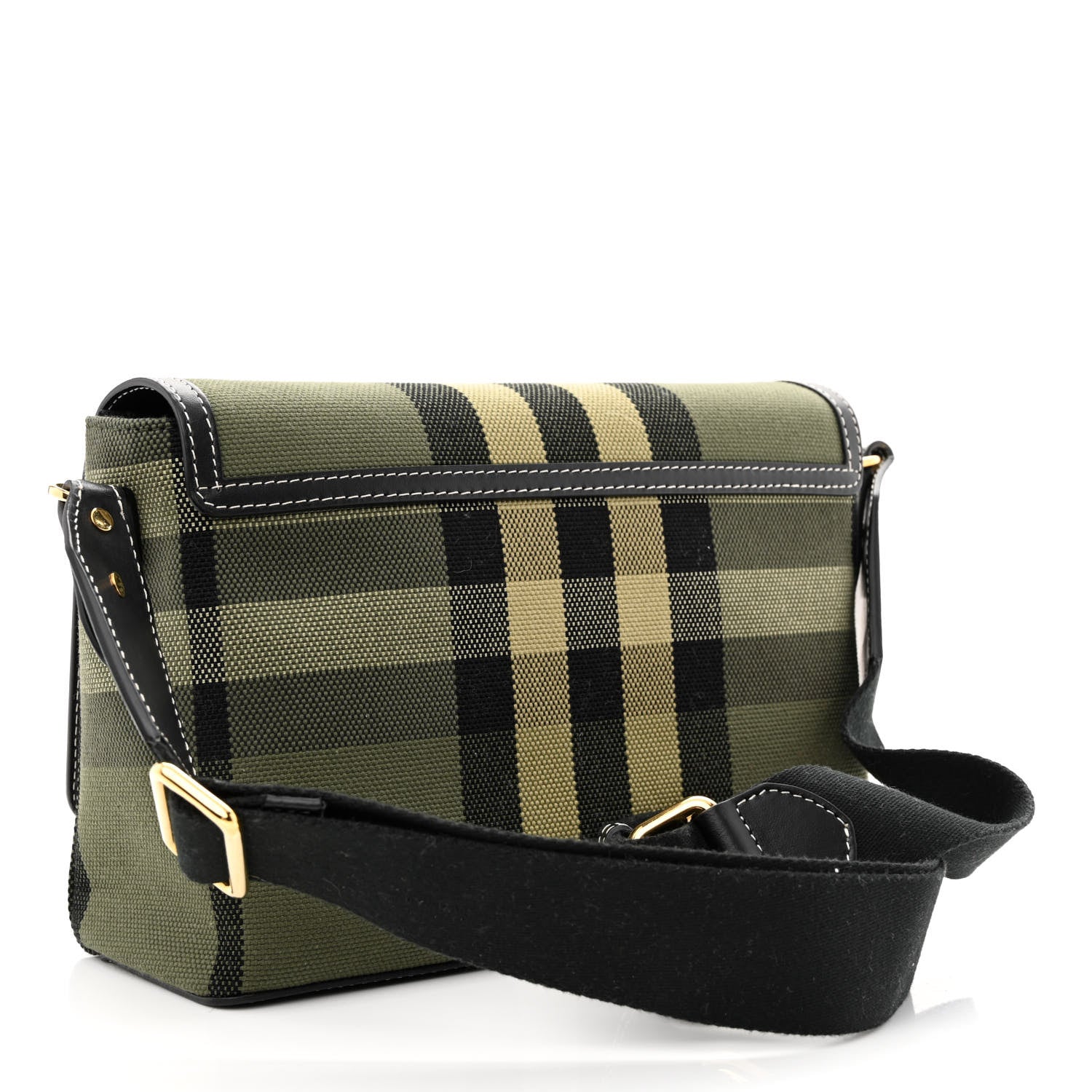 Burberry Calfskin Tartan Note Crossbody Bag Military Green 3 of 9