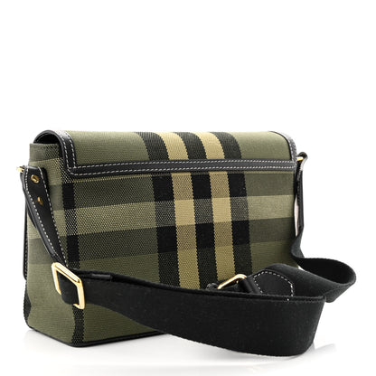 Burberry Calfskin Tartan Note Crossbody Bag Military Green 3 of 9
