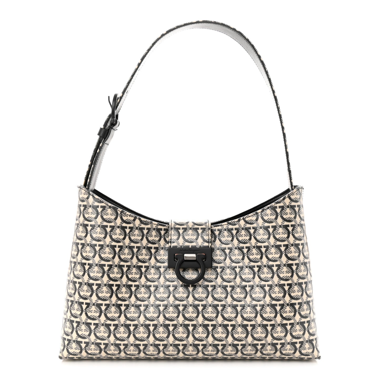 Jacquard Trifolio Shoulder Bag Beige Black