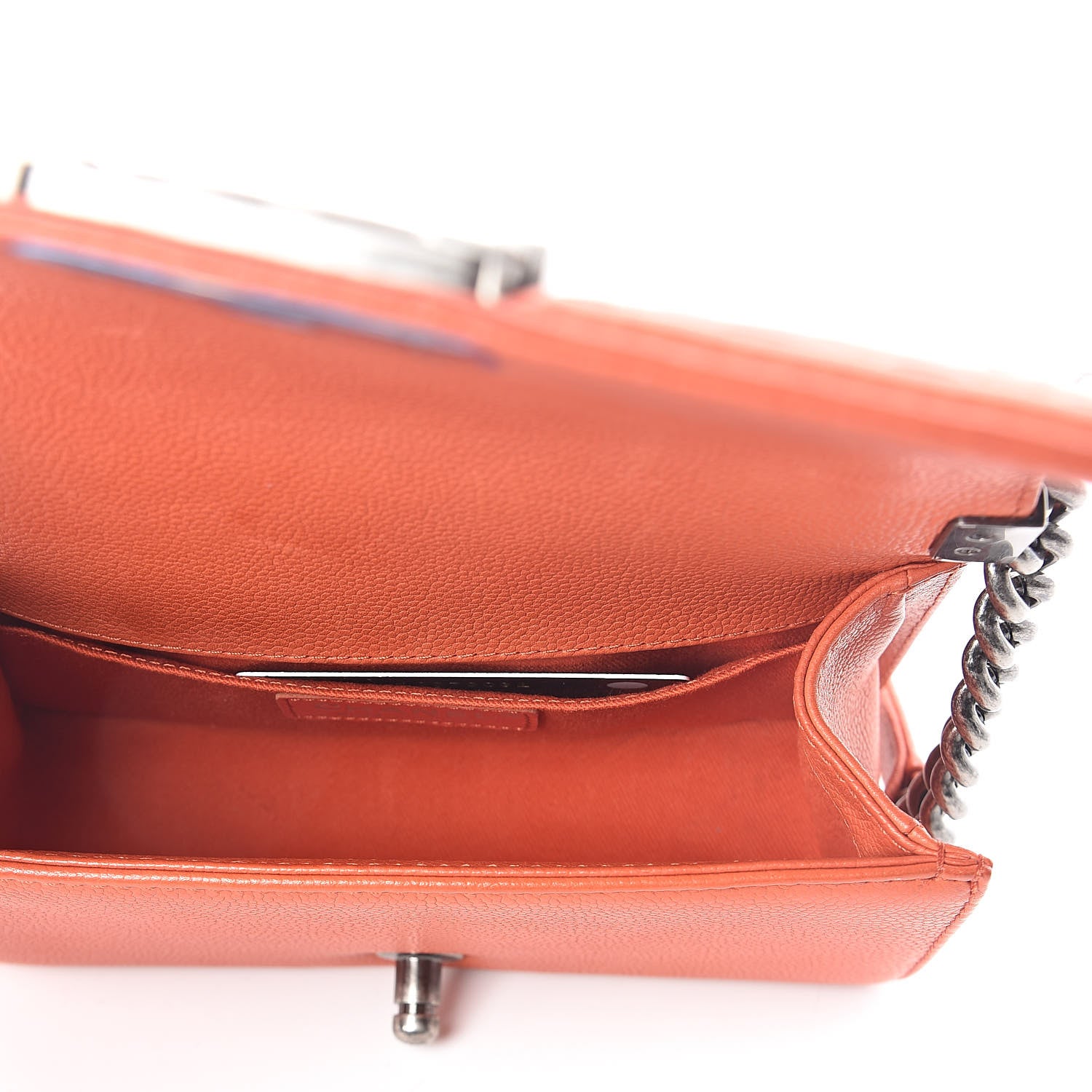 Chanel Caviar Stitched Small Boy Flap Dark Orange 5 of 9