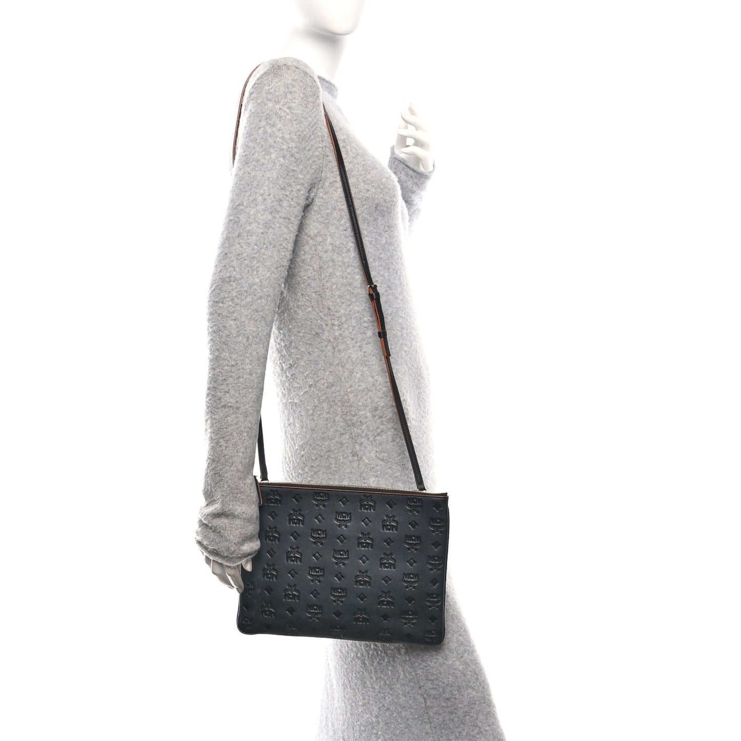 Calfskin Ottomar Monogram Medium Crossbody Pouch Black