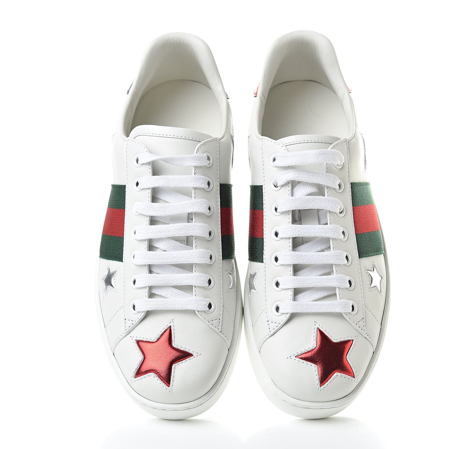 Calfskin Ayers Web Star Embroidered Mens Ace Sneakers 5.5 White Multi