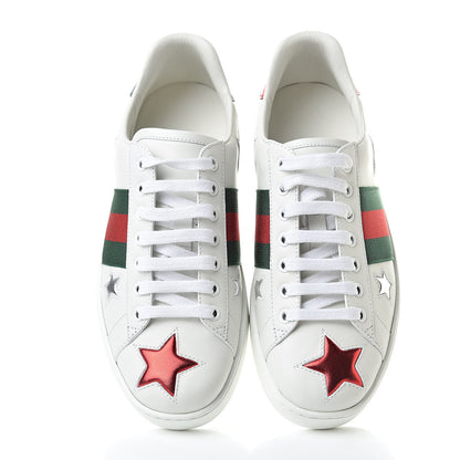 Gucci Calfskin Ayers Web Star Embroidered Mens Ace Sneakers 5.5 White Multi 5 of 10