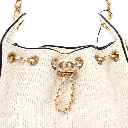Chanel Braided Raffia Calfskin Mini Chanel 25 Handbag White Black 8 of 11
