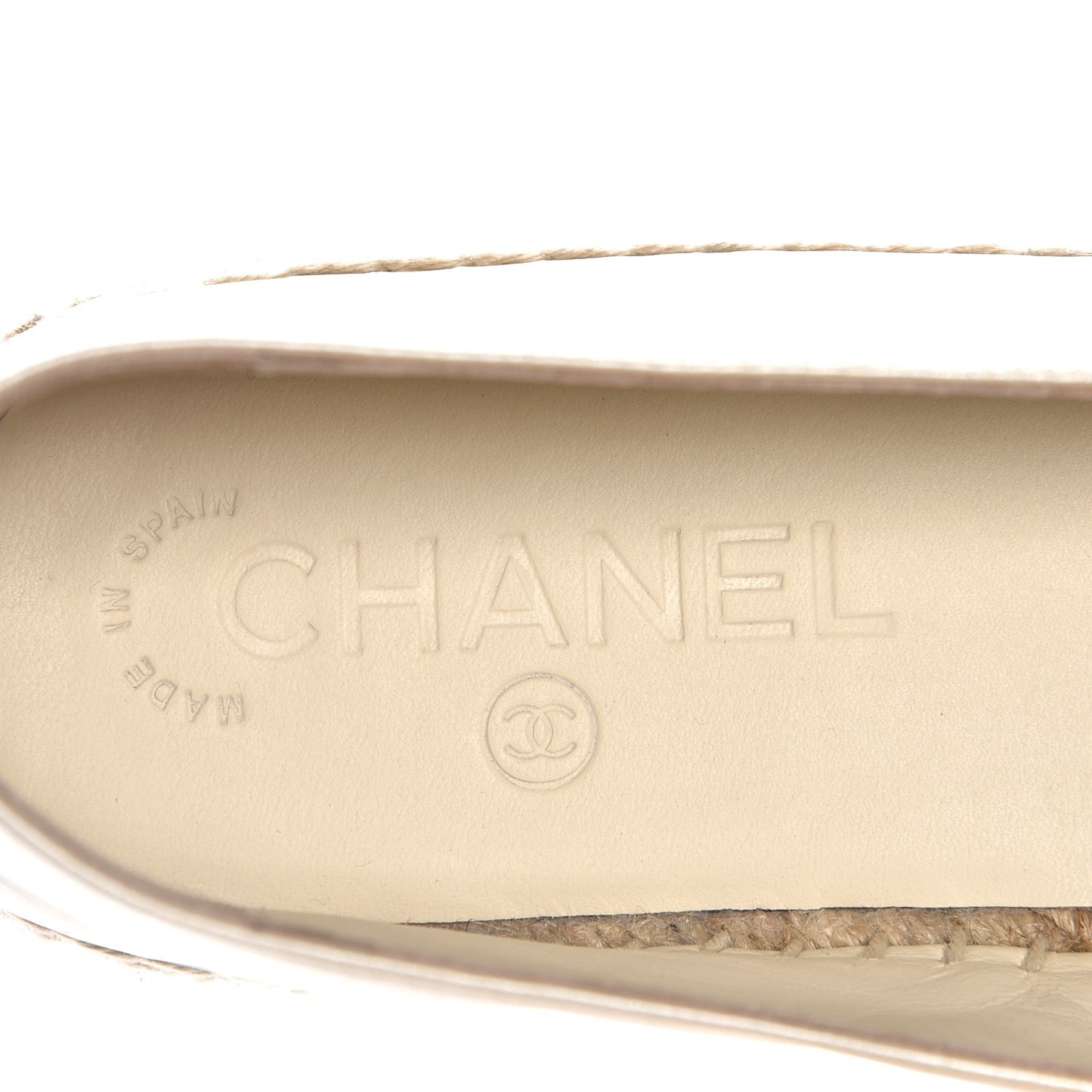 Calfskin Grosgrain CC Espadrilles 39 Ivory Black