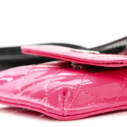 Chanel Patent Quilted Belt In Love Double Mini Flap Waist Bag Black Pink 13 of 13