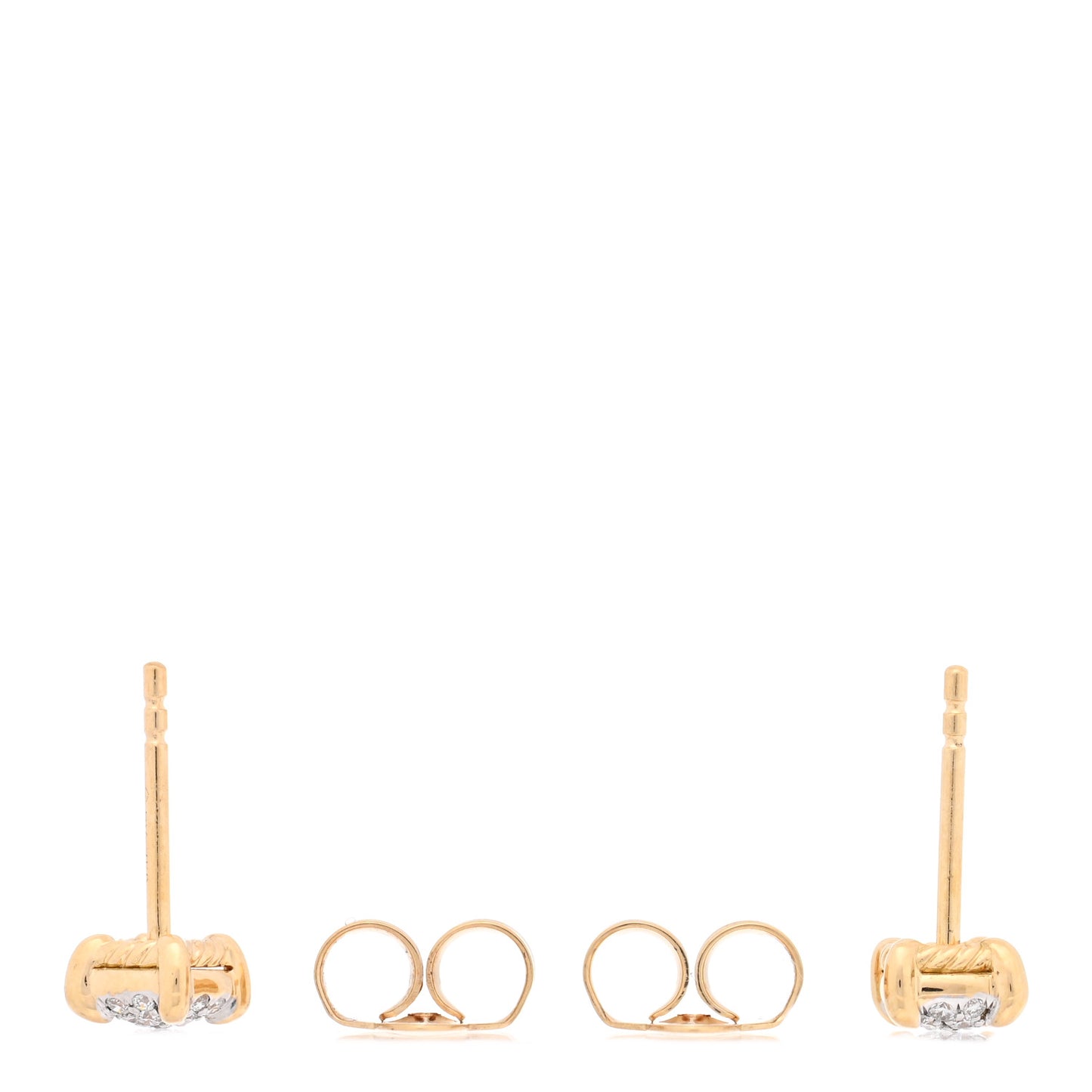 18K Yellow Gold Diamond 11mm Chatelaine Pave Stud Earrings