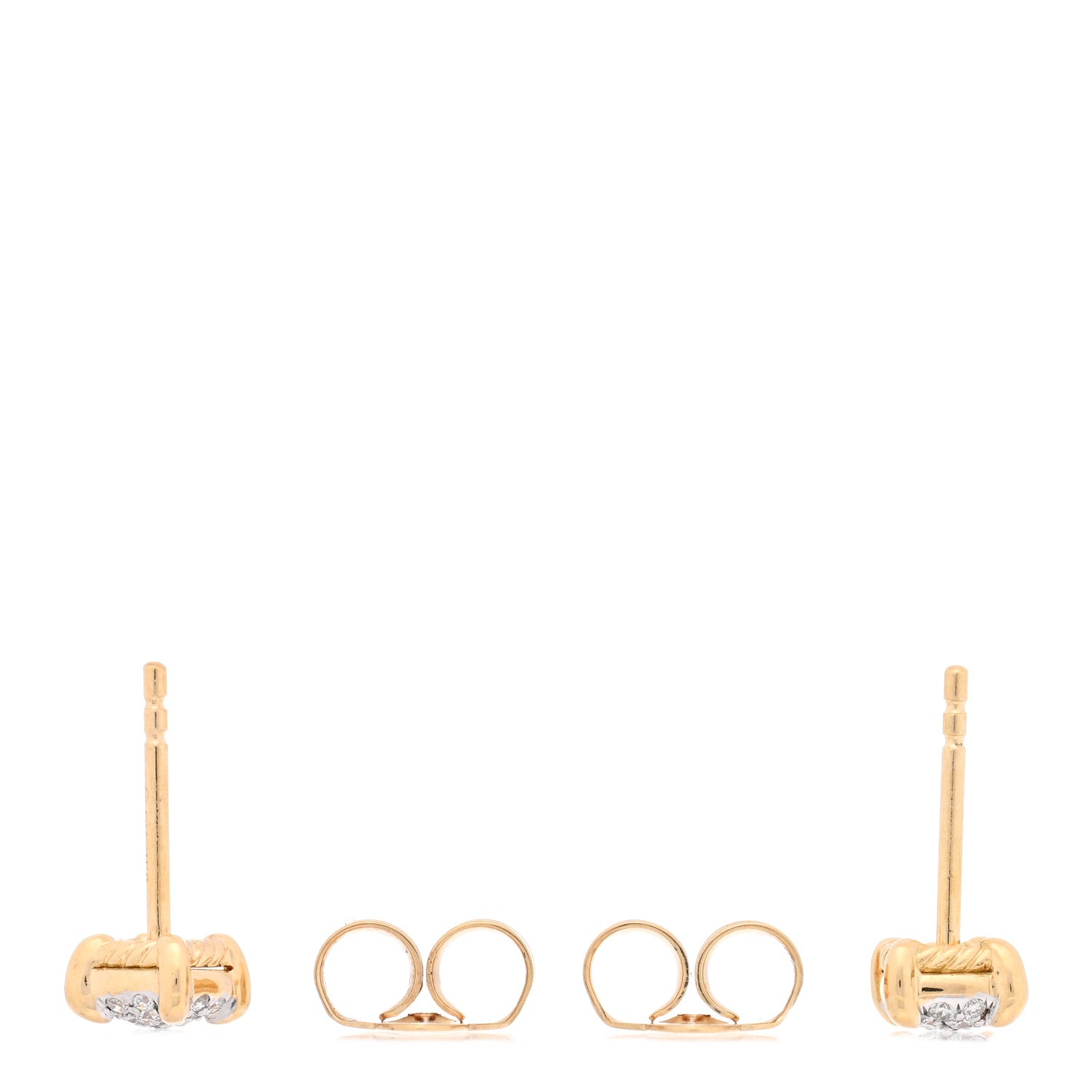 David Yurman 18K Yellow Gold Diamond 11mm Chatelaine Pave Stud Earrings 3 of 4