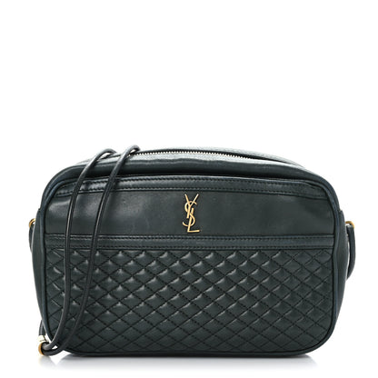 Saint Laurent Lambskin Quilted Victoire Camera Bag New Vert Fonce 1 of 10