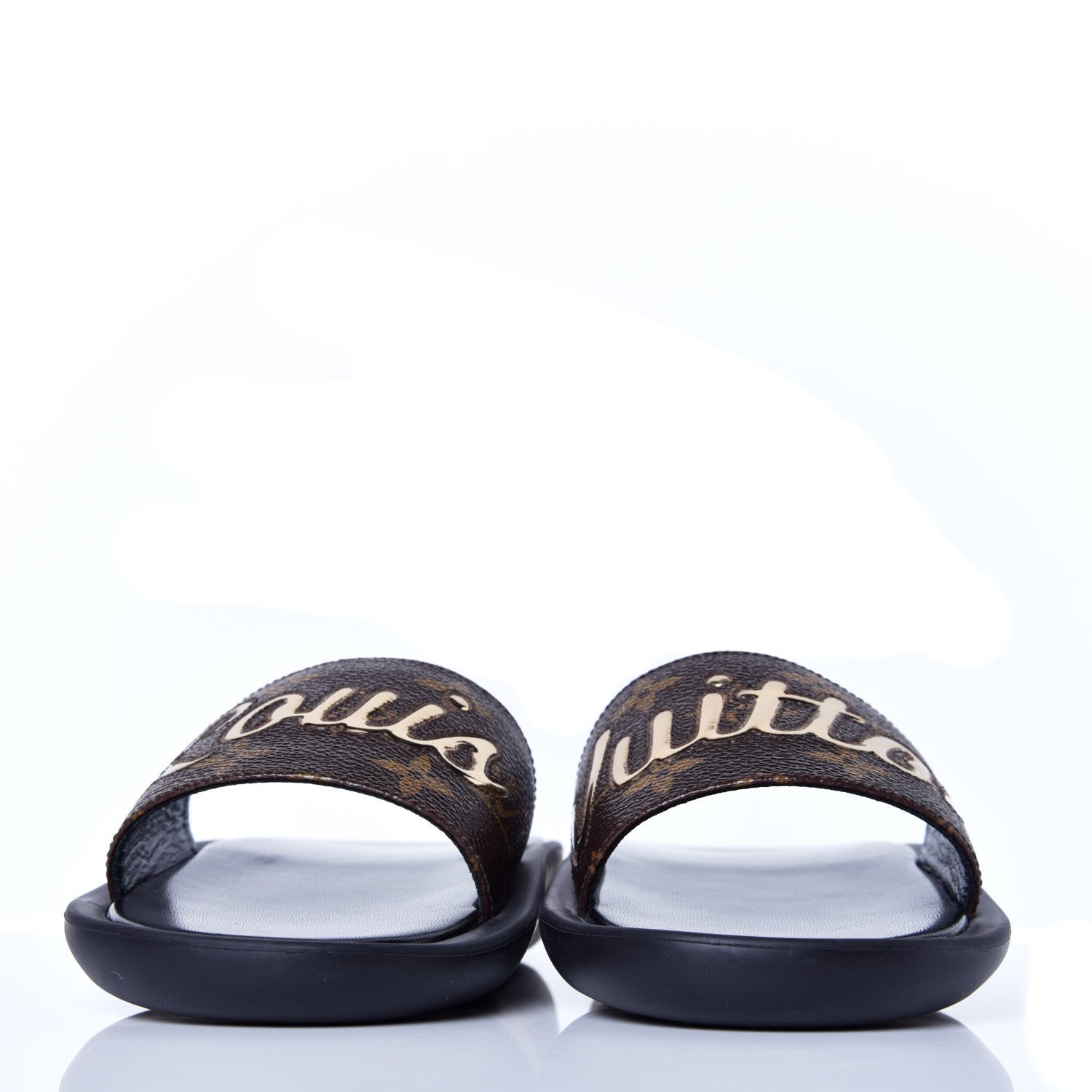 Louis Vuitton Metallic Calfskin Monogram Logo Sunbath Slide Sandals 36 2 of 8