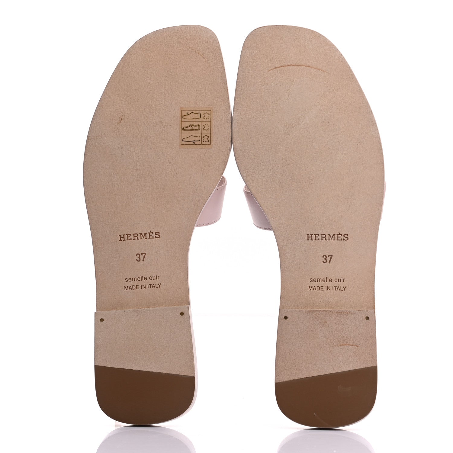 Hermes Box Calfskin Oran Sandals 37 Rose Pale 5 of 8