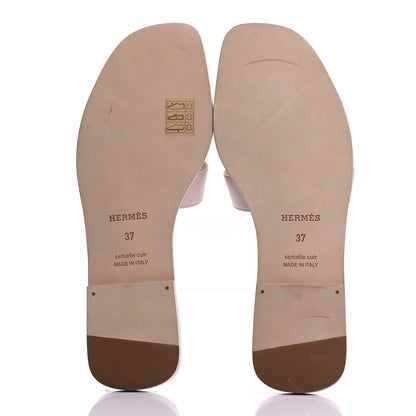 Hermes Box Calfskin Oran Sandals 37 Rose Pale 5 of 8