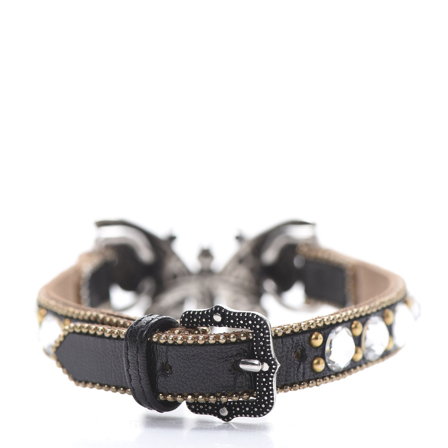 Gucci Calfskin Crystal Butterfly Bracelet Black 3 of 6
