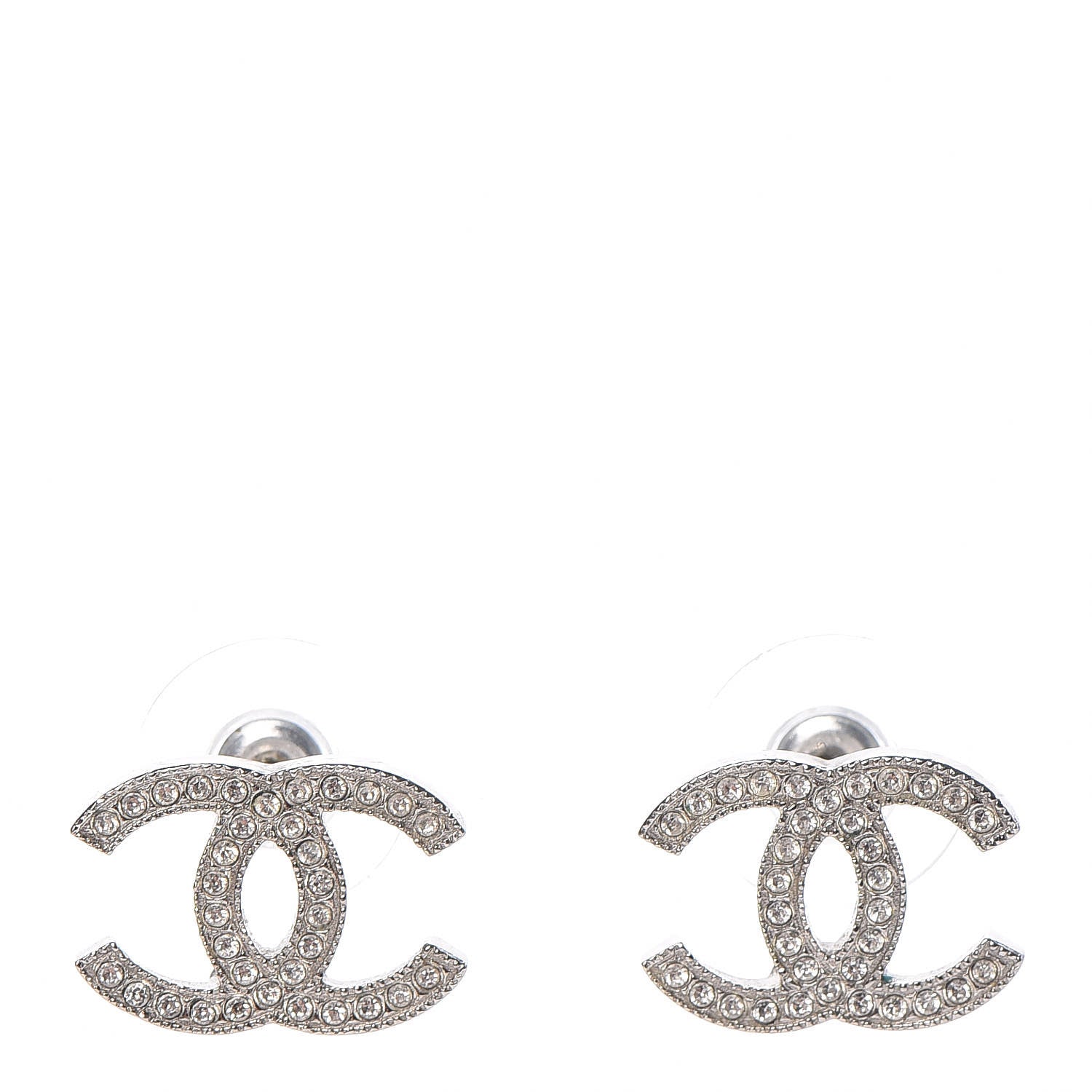 Chanel Crystal CC Earrings Silver 1 of 5