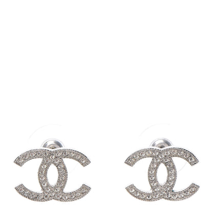 Chanel Crystal CC Earrings Silver 1 of 5