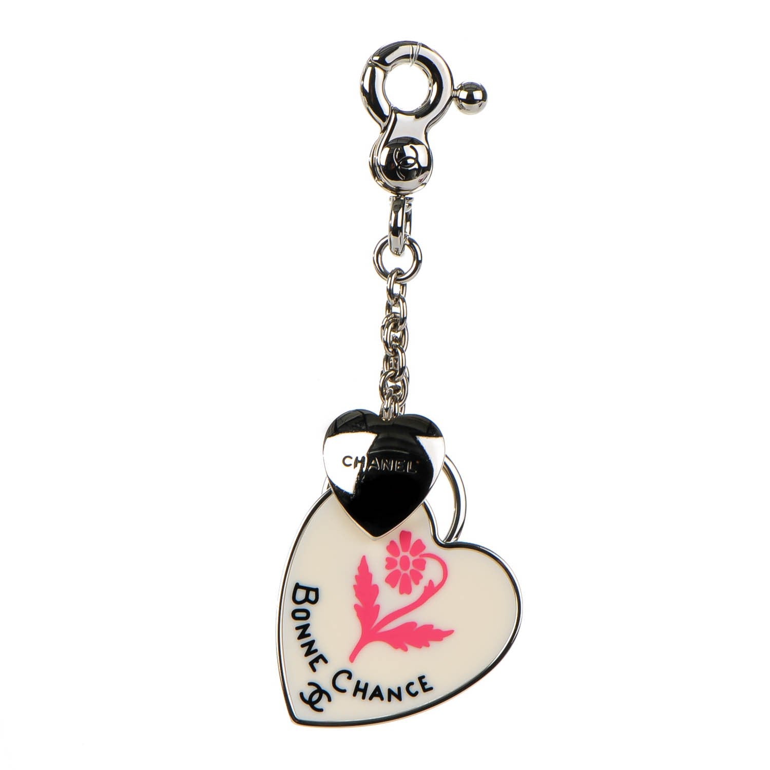 Chanel Bonne Chance Heart Keychain White 1 of 4