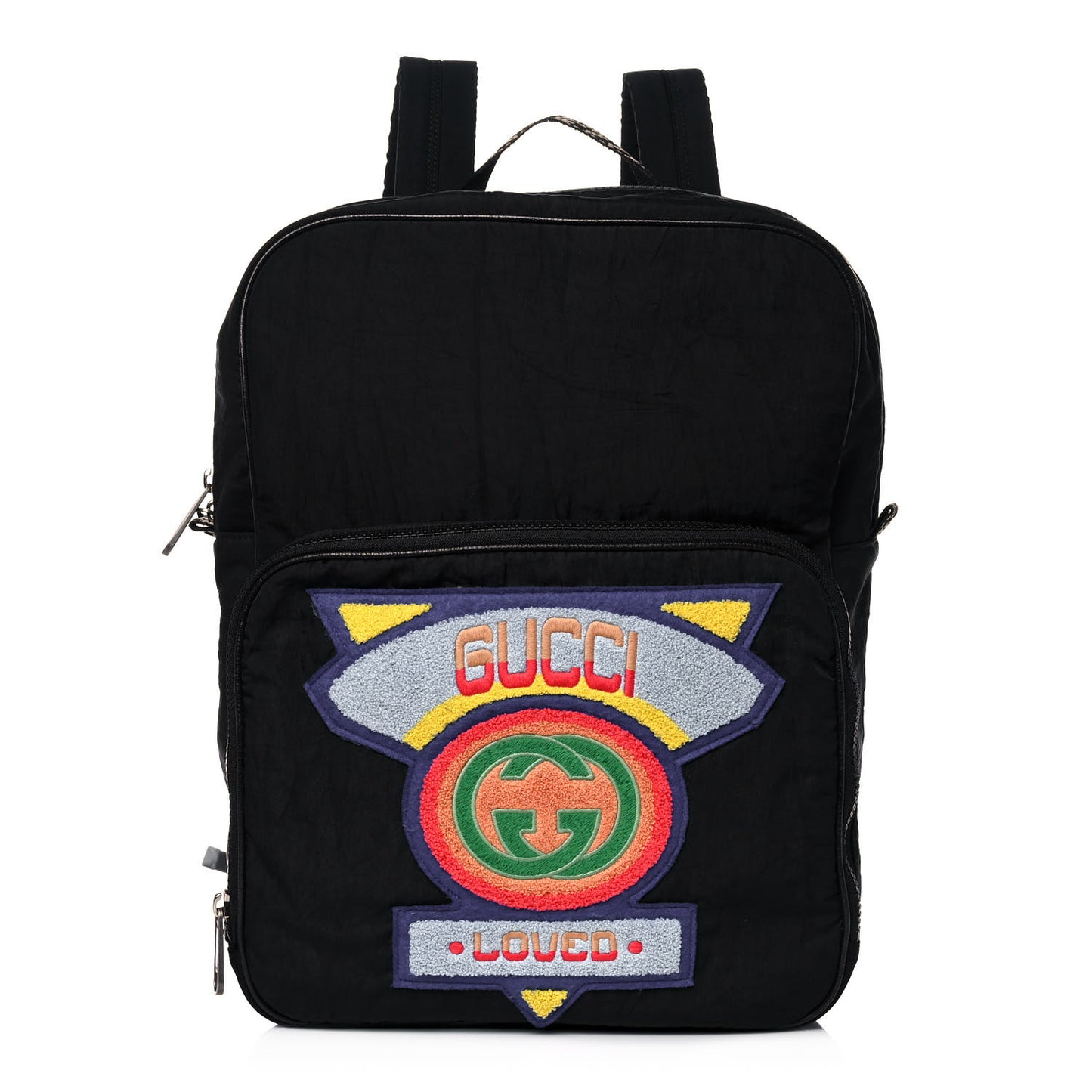 Nylon Twill 80s Logo Patch Backpack Black