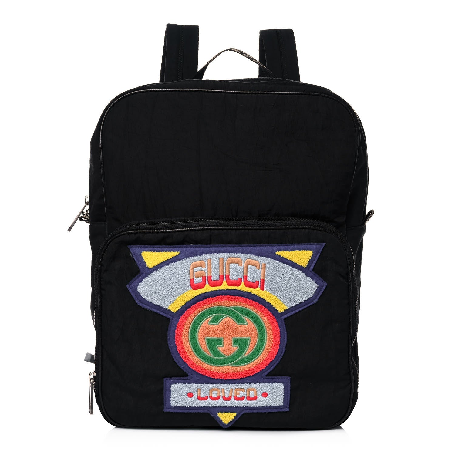 Gucci Nylon Twill 80s Logo Patch Backpack Black 1 of 14