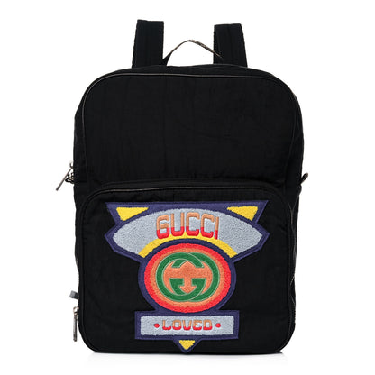 Gucci Nylon Twill 80s Logo Patch Backpack Black 1 of 14