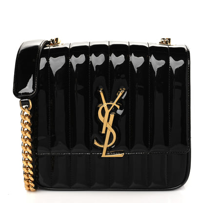 Saint Laurent Patent Calfskin Matelasse Monogram Medium Vicky Chain Bag Black 1 of 9