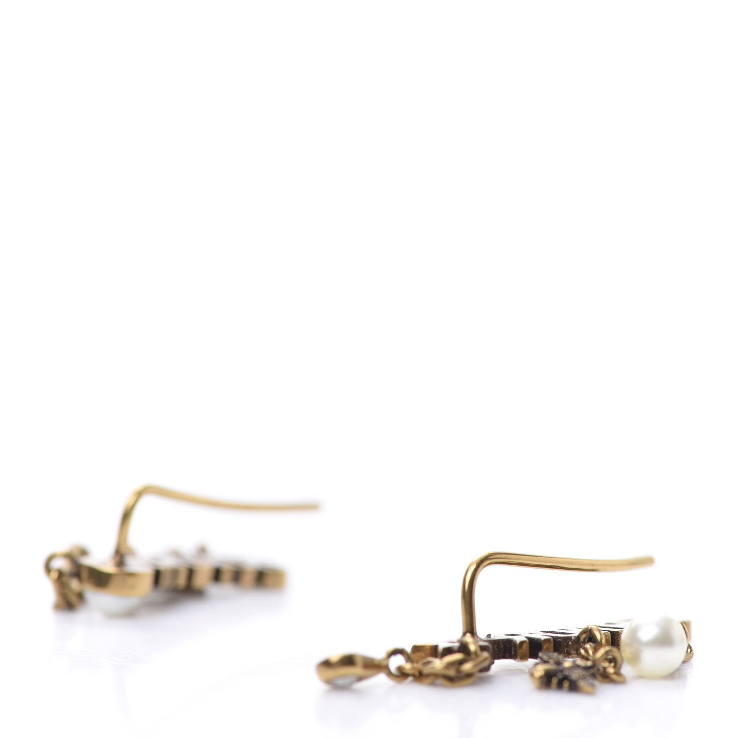 Christian Dior Pearl Crystal J'Adior Earrings Aged Gold 3 of 3