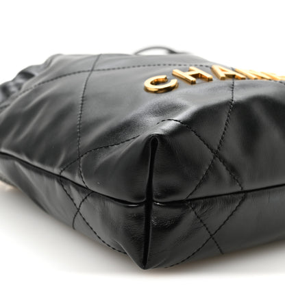 Chanel Shiny Calfskin Quilted Pearl CC Chain Mini Chanel 22 Black 8 of 10