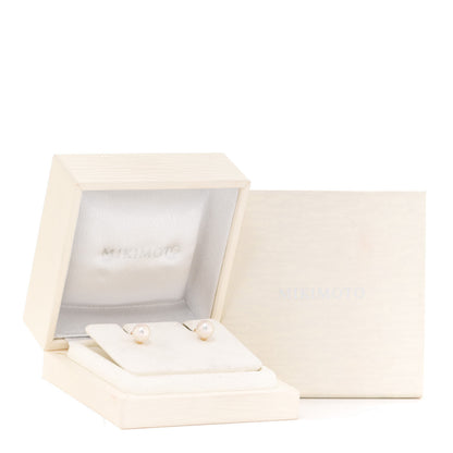 Mikimoto 18K Yellow Gold Akoya Pearl 8-8.5mm Screw Back Earrings 5 of 5