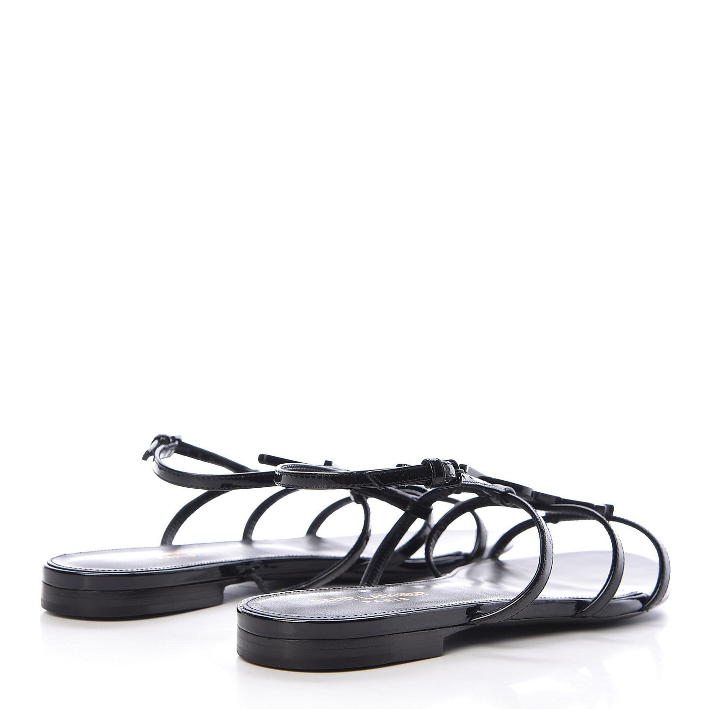 Patent Calfskin Cassandra Monogram Sandals 38 Black