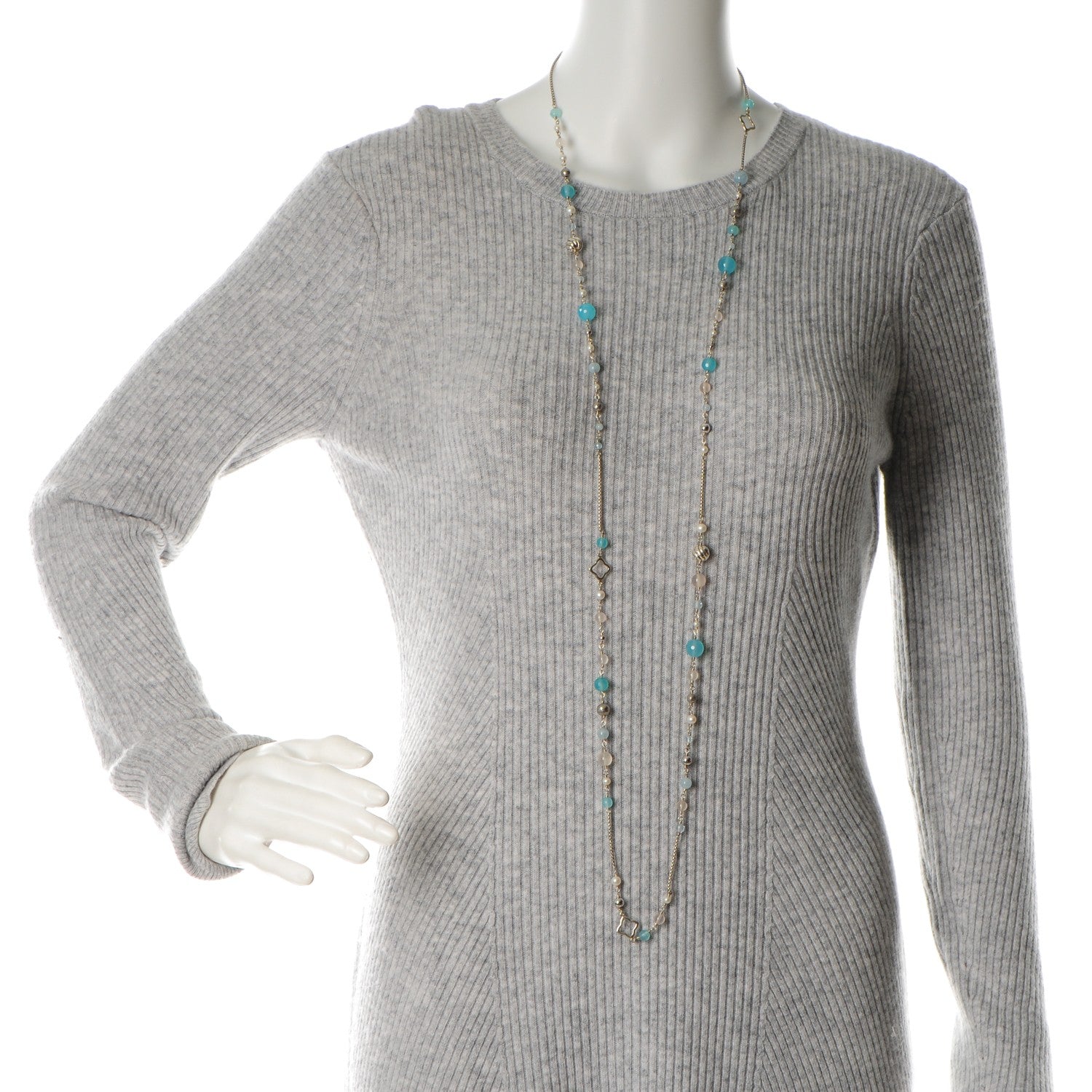 David Yurman Sterling Silver Pearl Aquamarine Chalcedony 14mm Quatrefoil Necklace 2 of 5
