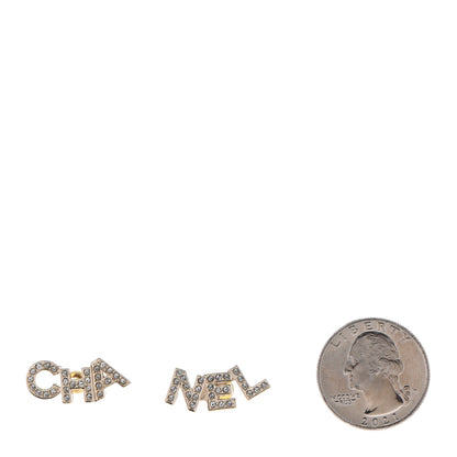 Chanel Crystal Pearl Signature Stud Earrings Gold 2 of 4