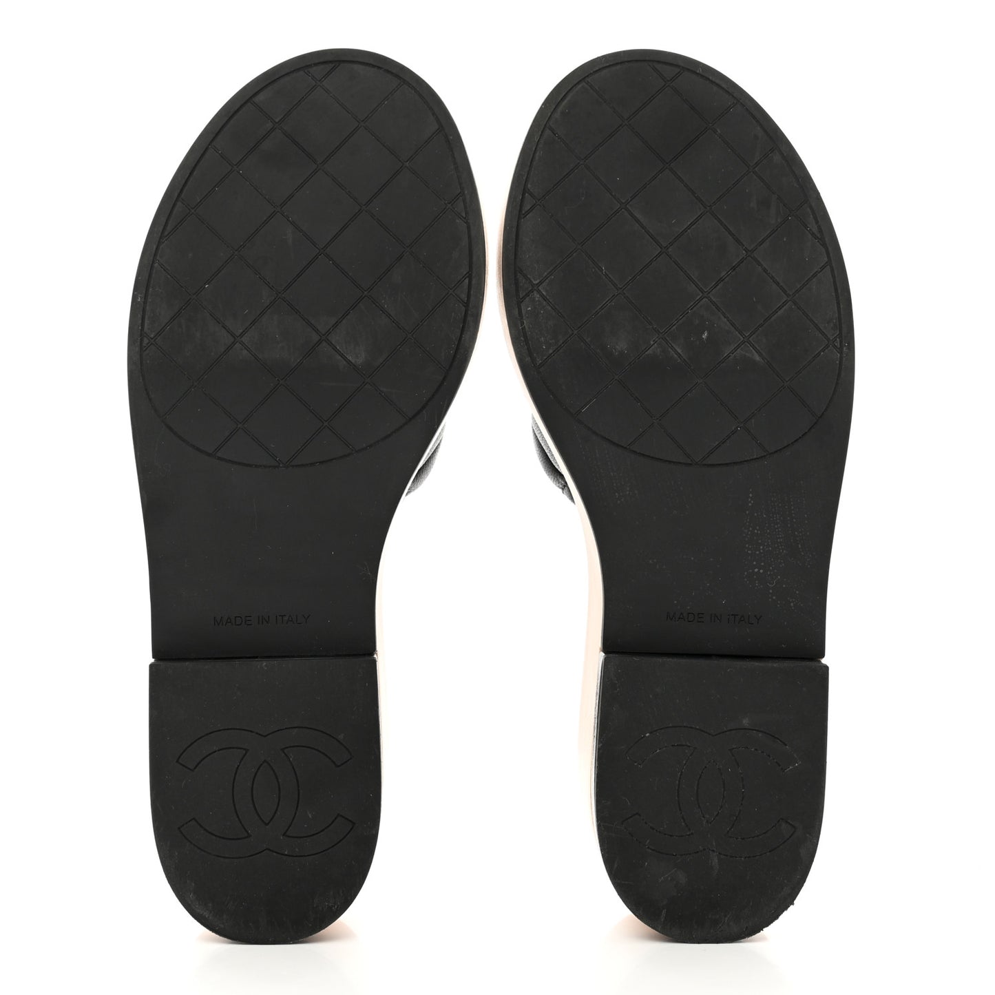 Lambskin Quilted CC Wedge Sandals 38 Black