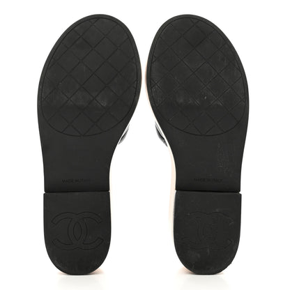 Chanel Lambskin Quilted CC Wedge Sandals 38 Black 5 of 9