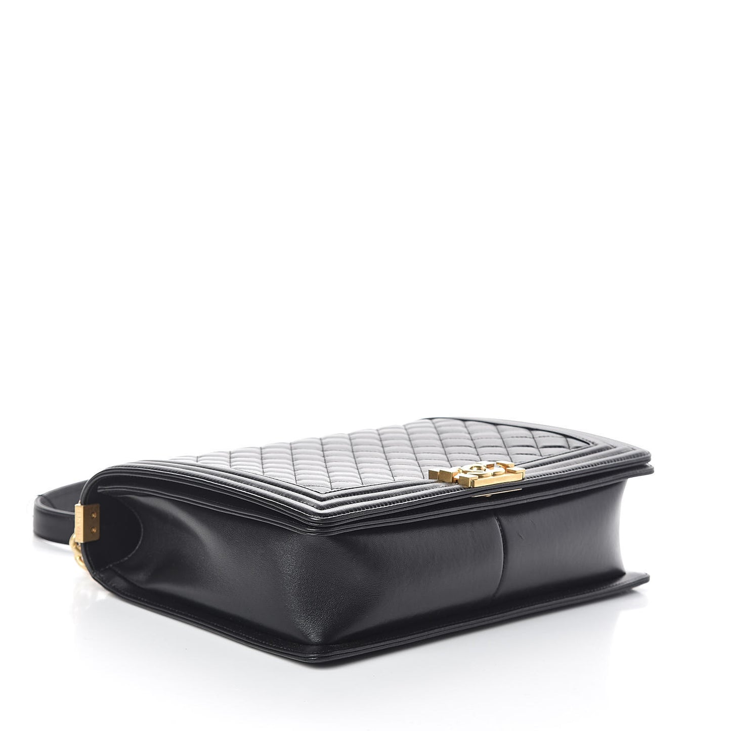 Lambskin Quilted Large Boy Flap Black