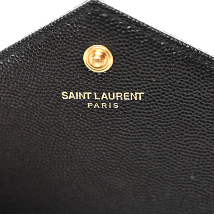 Saint Laurent Grain De Poudre Matelasse Chevron Monogram Chain Wallet Black 6 of 10