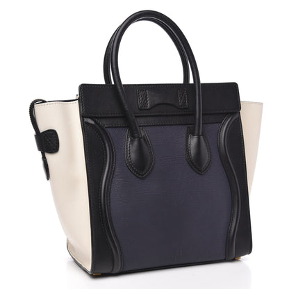 Celine Textured Calfskin Micro Tri-Color Luggage Navy Blue 3 of 11