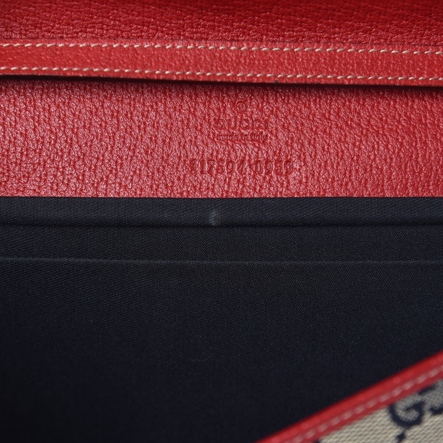 Gucci Monogram Bamboo Bar Clutch Navy Red 7 of 12