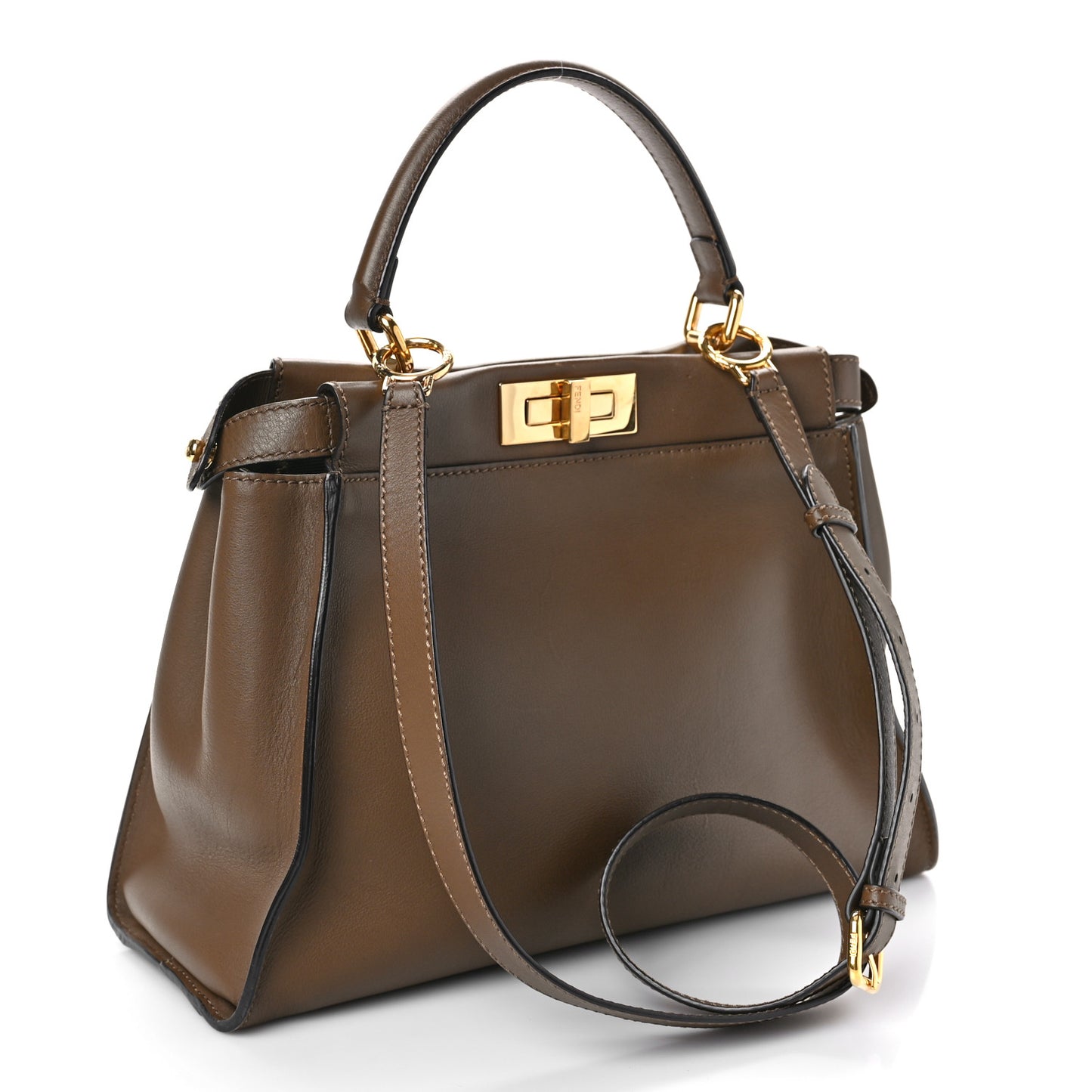 Vitello Seta Fabric Jacquard Pequin Medium Peekaboo Iconic Satchel Foresta Tobacco