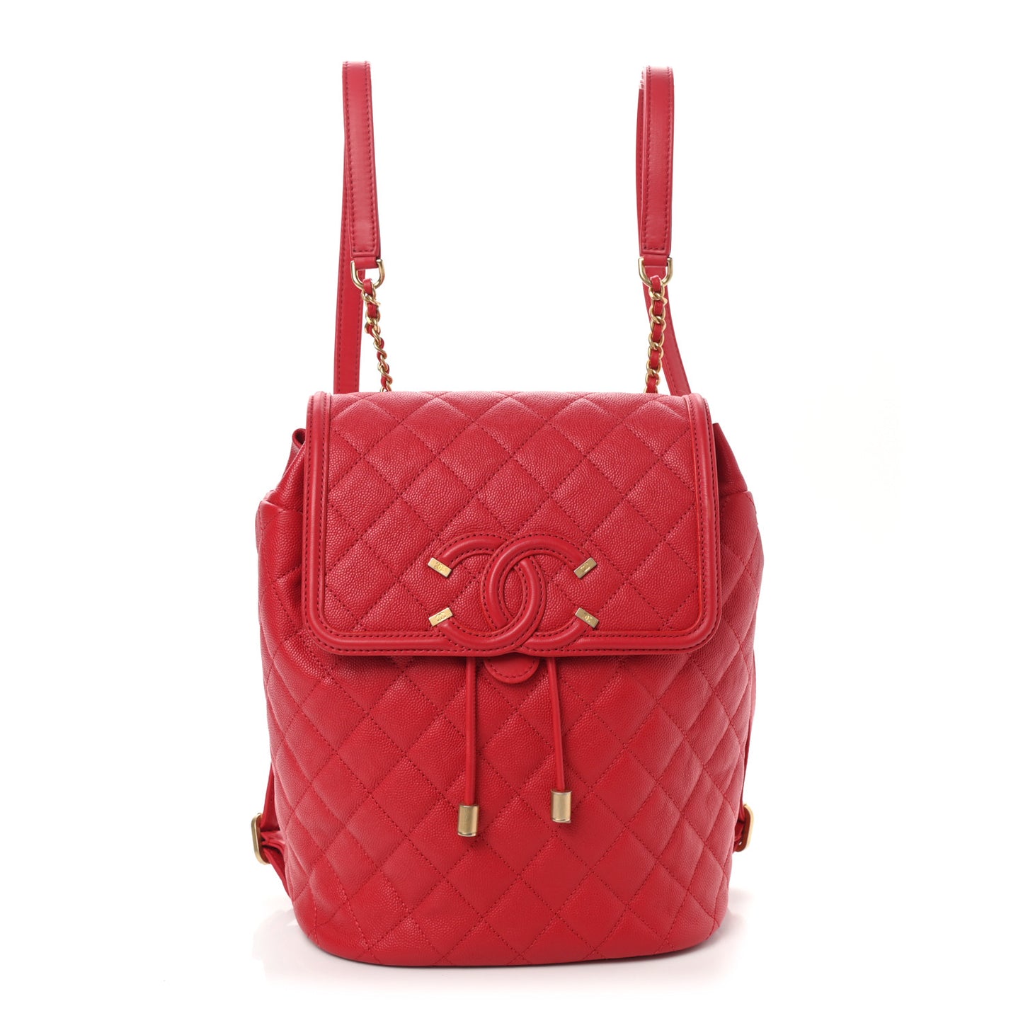 Caviar Quilted Filigree Backpack Red