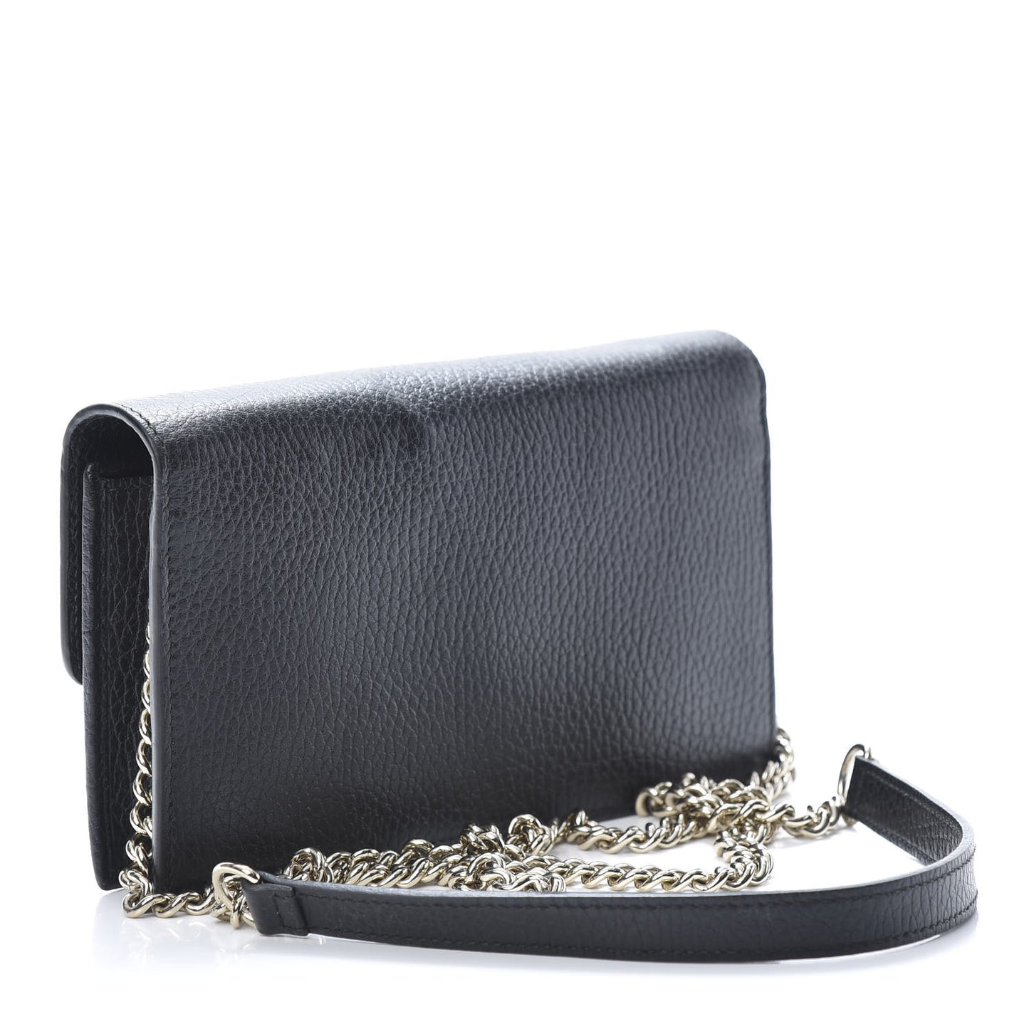 Dollar Calfskin Interlocking G Chain Wallet Black