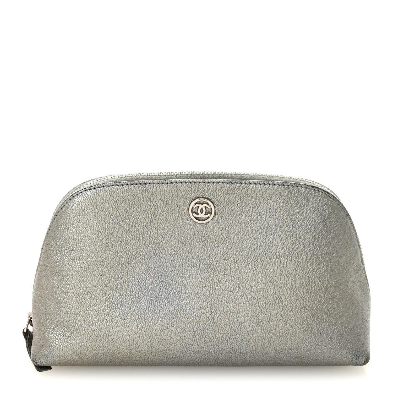 Chanel Metallic Goatskin Cosmetic Case Silver 1 of 12