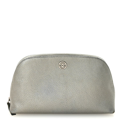 Chanel Metallic Goatskin Cosmetic Case Silver 1 of 12