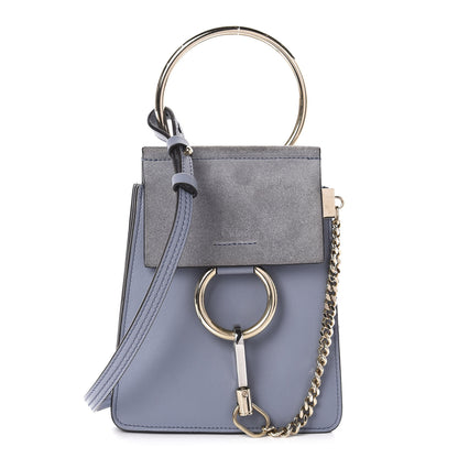 Chloe Suede Calfskin Mini Faye Bracelet Bag Washed Blue 1 of 10