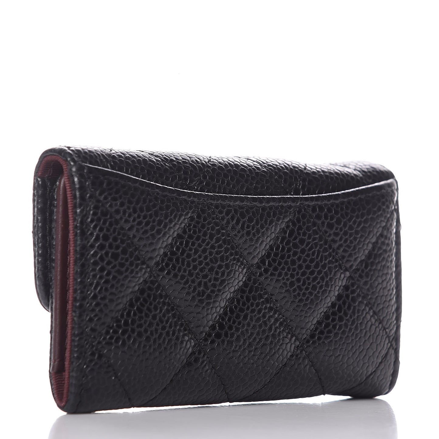 Caviar Quilted 6 Key Holder Black