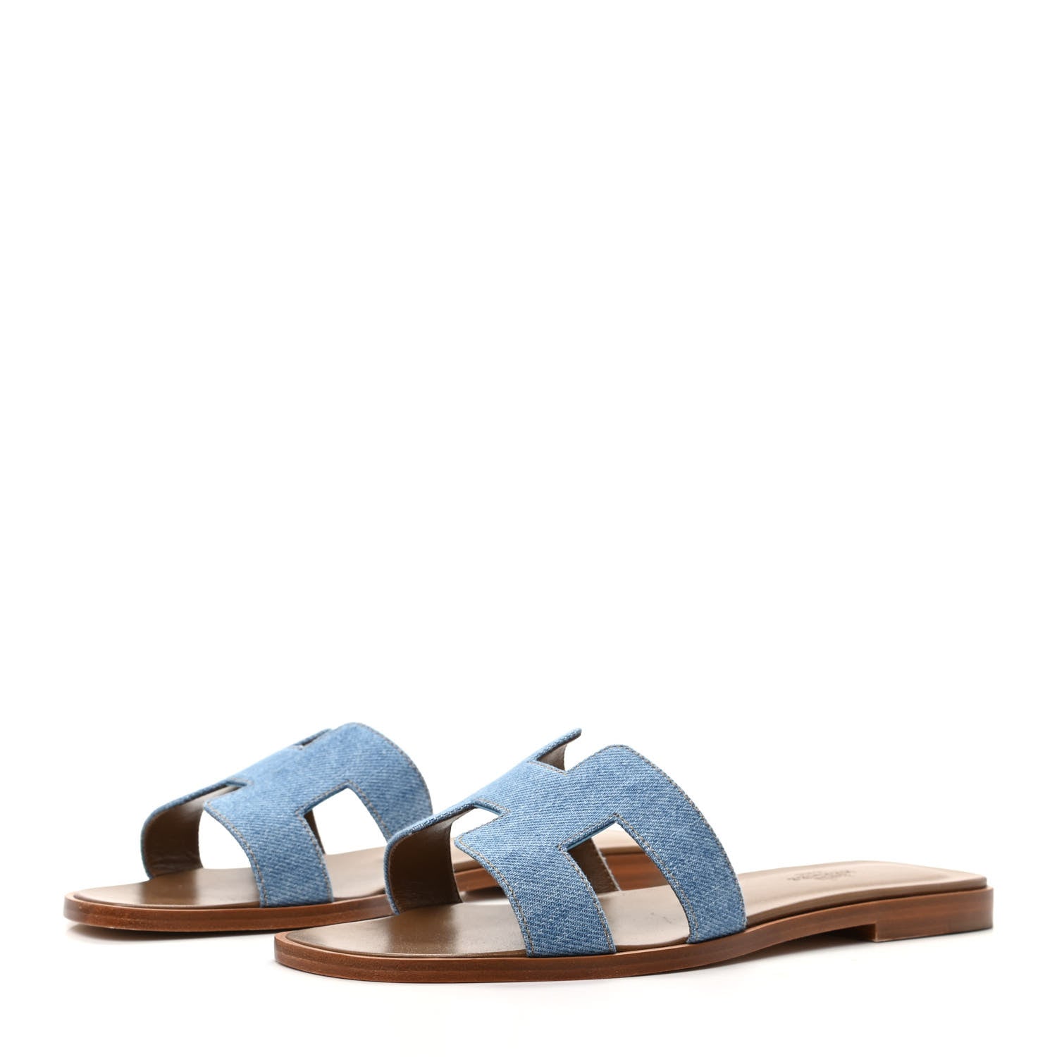 Hermes Denim Canvas Oran Sandals 37 Bleu Clair 3 of 9